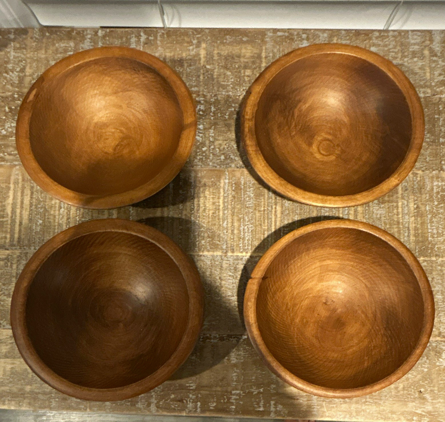 Vintage Woodcroftery Wood Salad Bowl Set 4 Made in USA Vintage Woodcroftery Wood Salad Bowl Set 4 Made in USA
