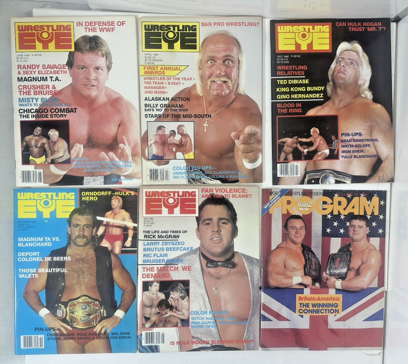 VINTAGE 1986 WRESTLING MAGAZINE LOT OF 6 Hulk Hogan Ric Flair Piper NWA WWF