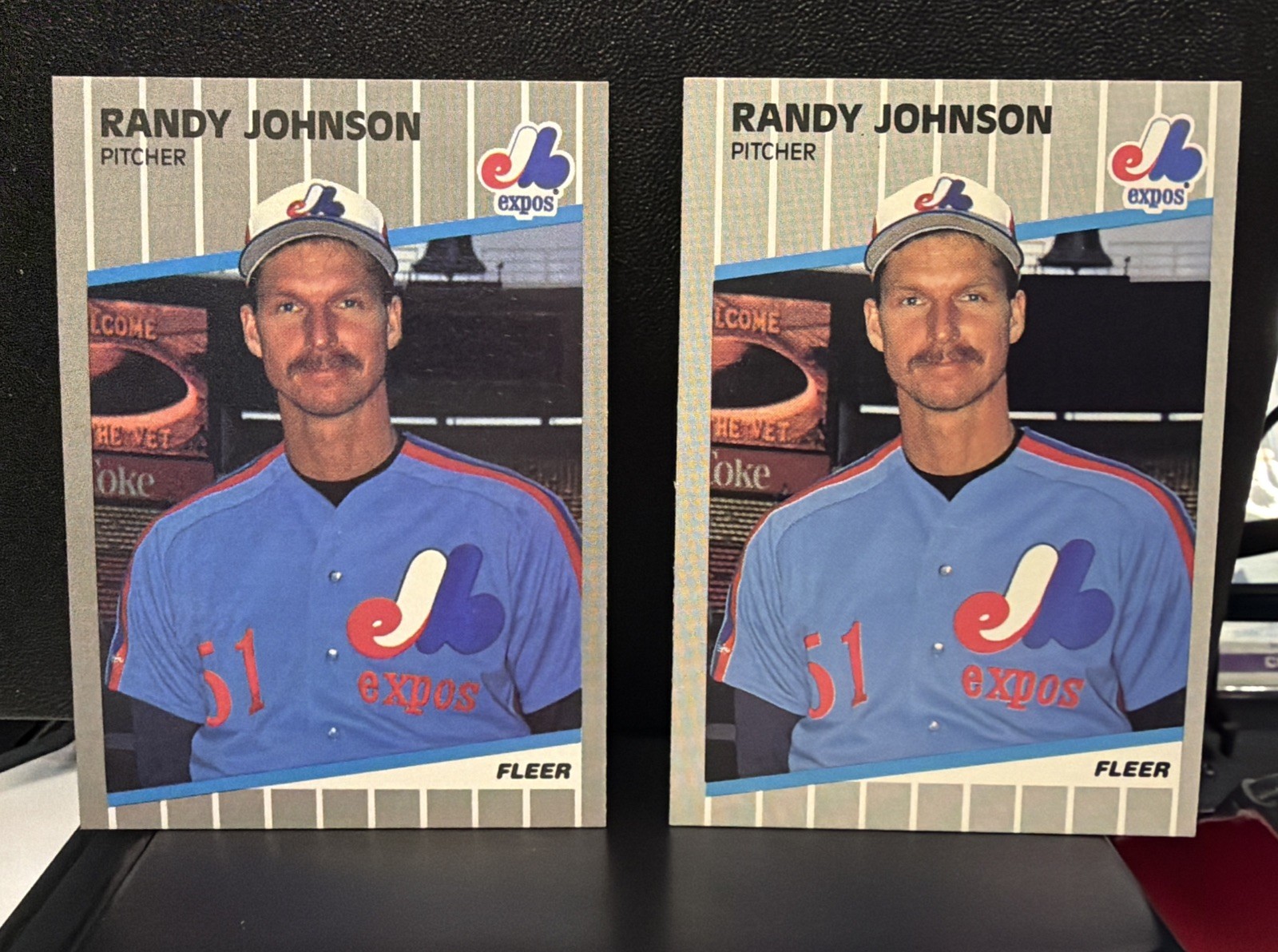1989 Fleer Randy Johnson Error RC #381. Marlboro Partially Blocked and Corrected