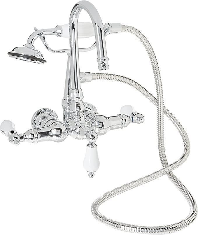 Kingston Brass Vintage Wall Mount Clawfoot Tub Filler with Hand Shower, CC10T1