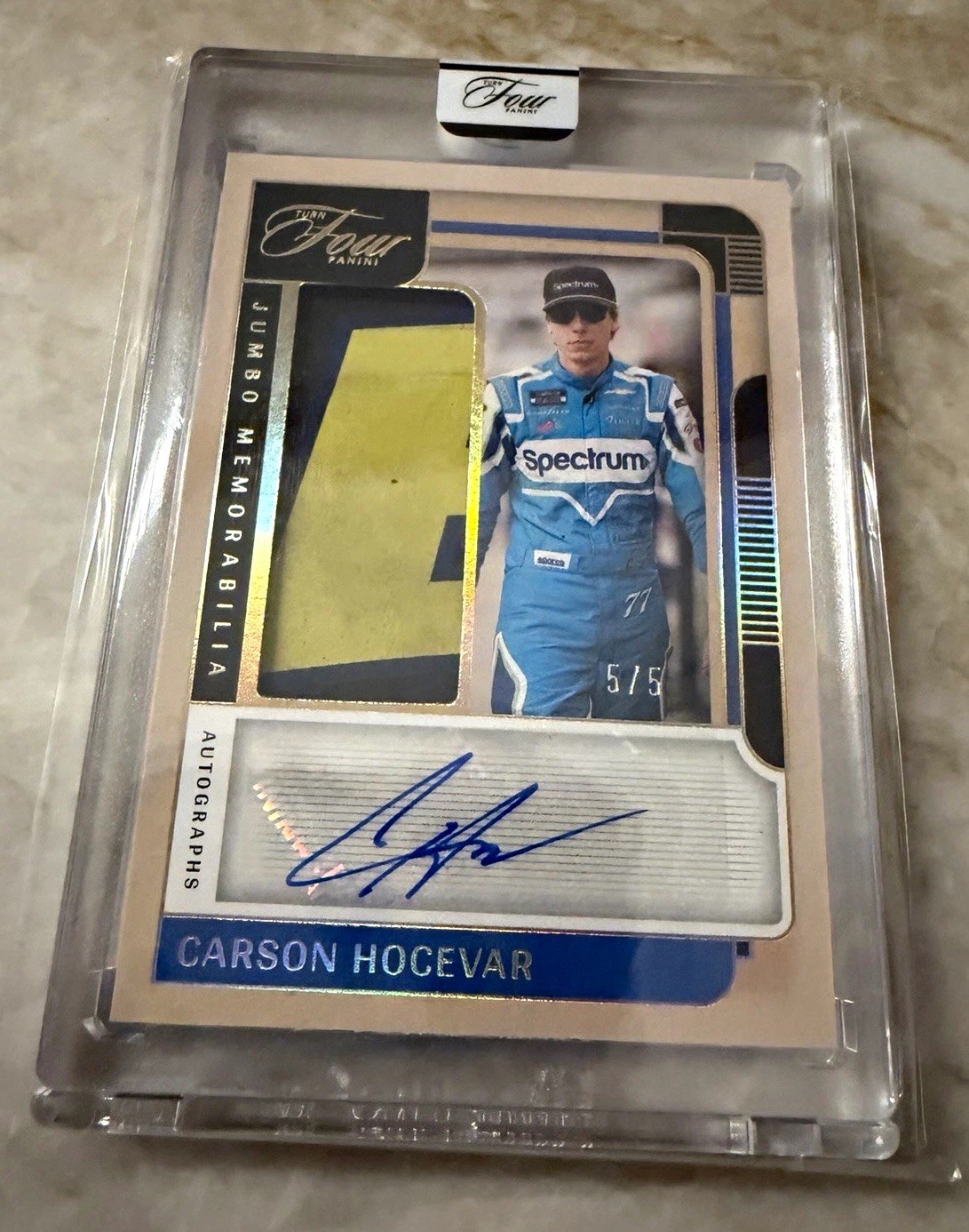 2026 Turn Four Racing NASCAR Carson Hocevar 5/5 Auto Jumbo Memorabilia JM-CHV 2026 Turn Four Racing NASCAR Carson Hocevar 5/5 Auto Jumbo Memorabilia JM-CHV