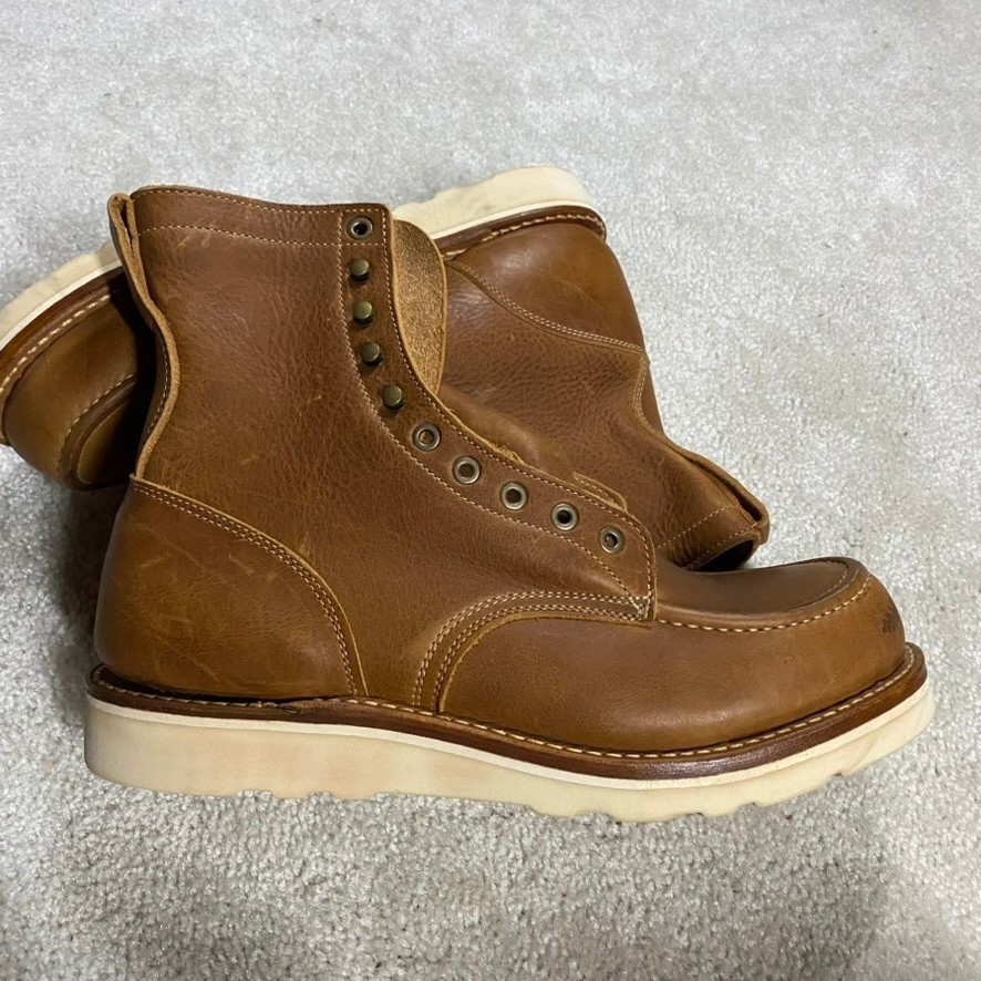 Truman Boot Co Boots Mens 11 Moc Toe Leather Brown Wedge Sole Made USA Workwear