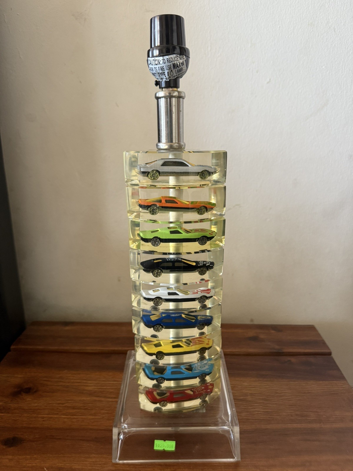 Vintage Matchbox Hot Wheels Toy Cars Acrylic Cube Stacked Lamp Original Shade