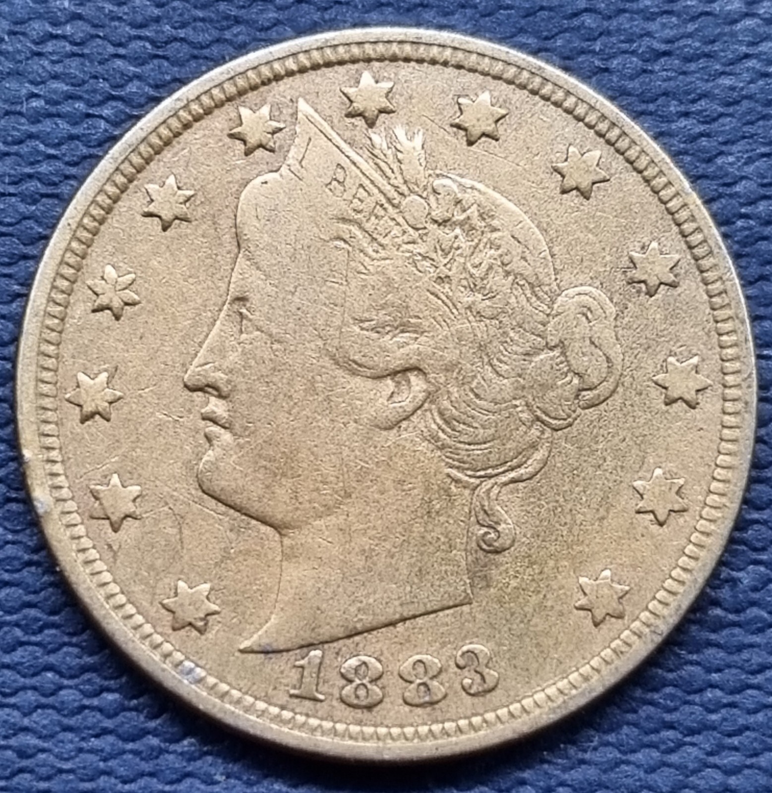 1883 Rackateer Nickel Liberty Head 5c Gold plated Better Grade XF #61916