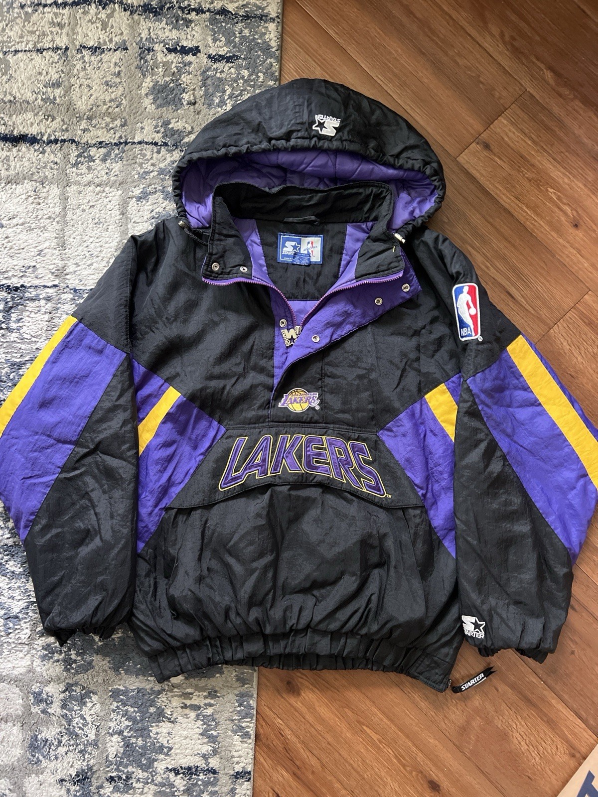 90s Starter Los Angeles Lakers NBA Hooded Pullover Jacket size XXL vintage 90s Starter Los Angeles Lakers NBA Hooded Pullover Jacket size XXL vintage