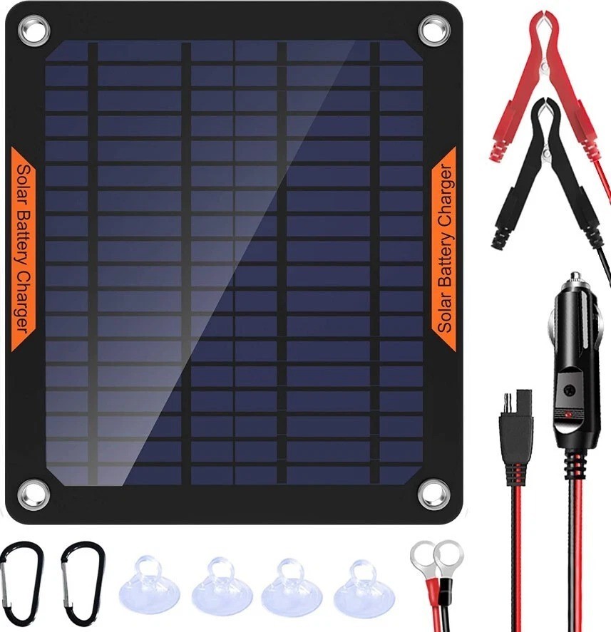 Waterproof Solar Battery Maintainer Car RV Charger 12 Volt Tender Trickle 5W New