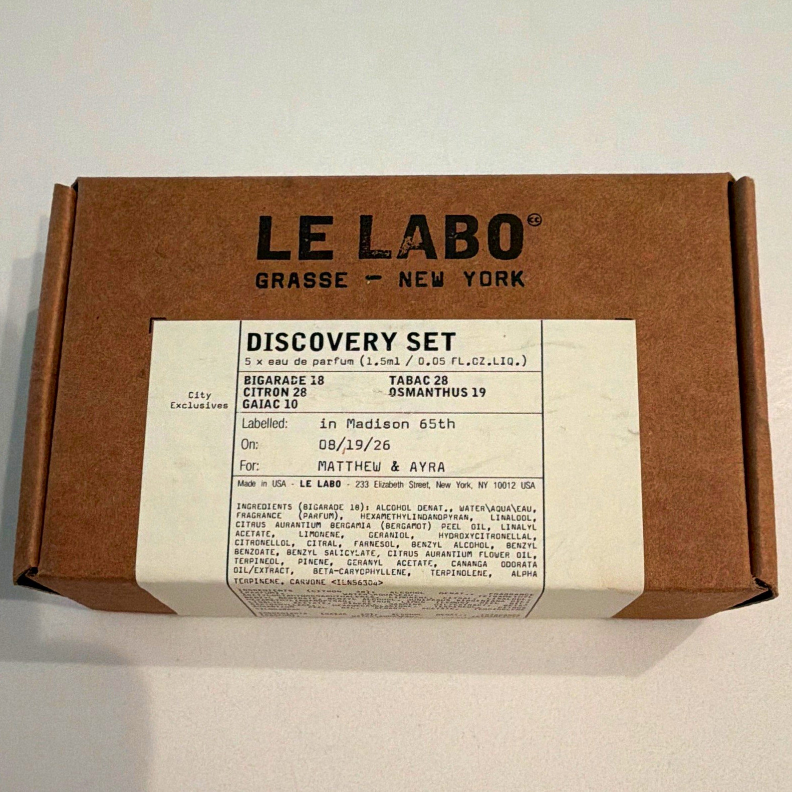 Le Labo City Exclusives Discovery Set Spray Samples 5x0.05 fl oz EDP