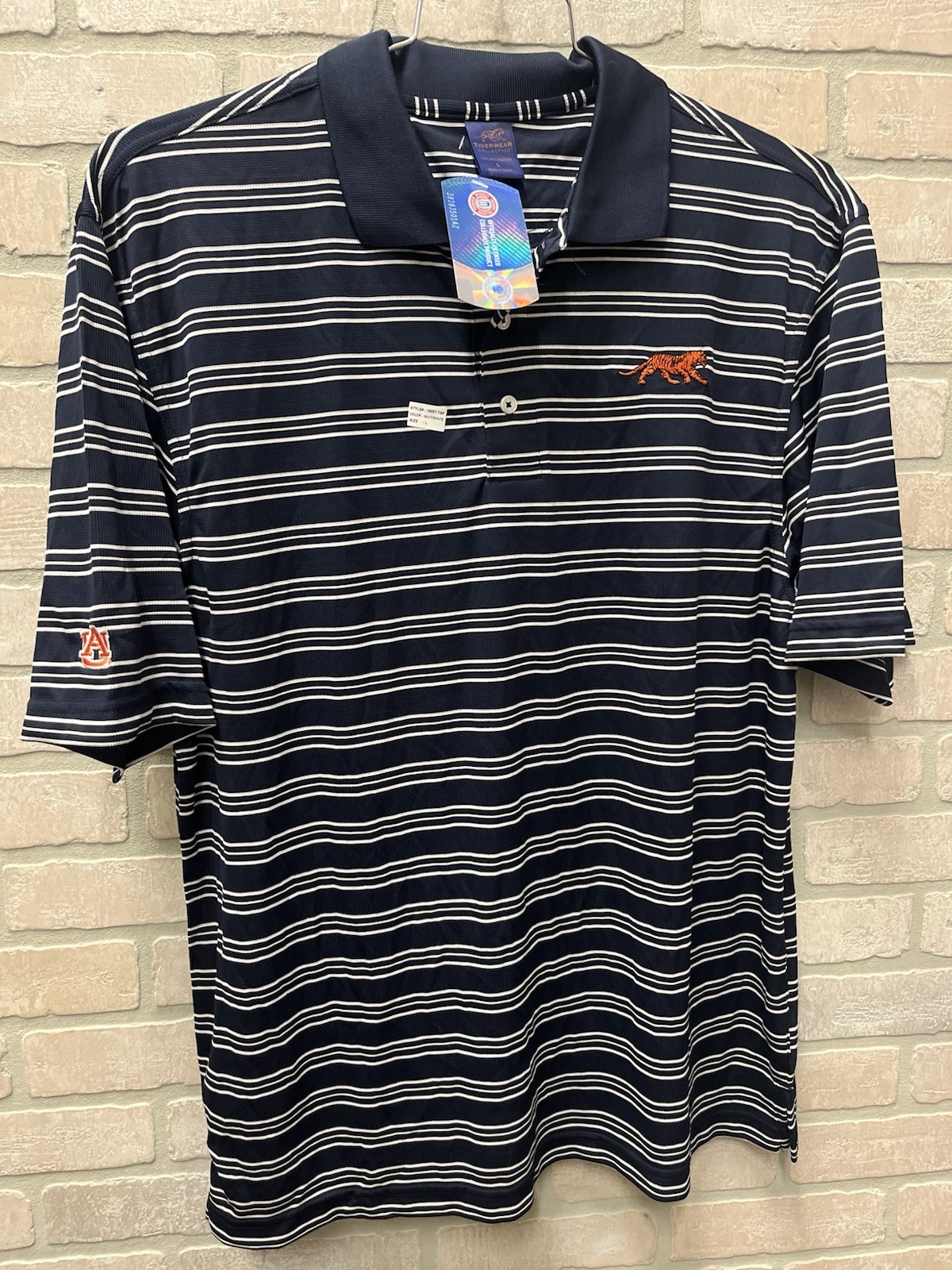 Auburn Tigers polo Men’s Sz L football sports Blue striped NWT