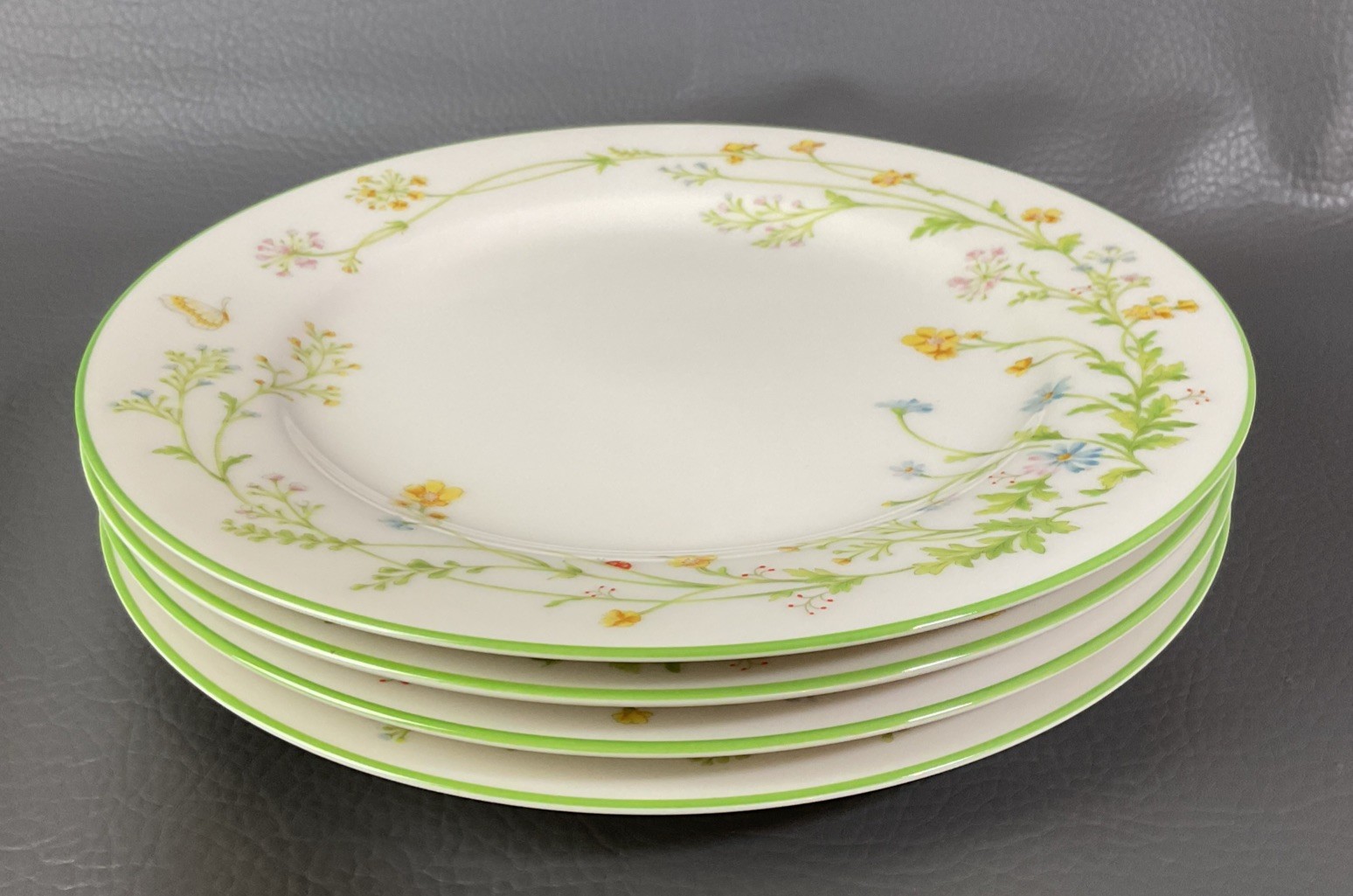 Noritake Ivory China Reverie 7191 4 Salad Plates Floral Butterfly Japan 8.25” 