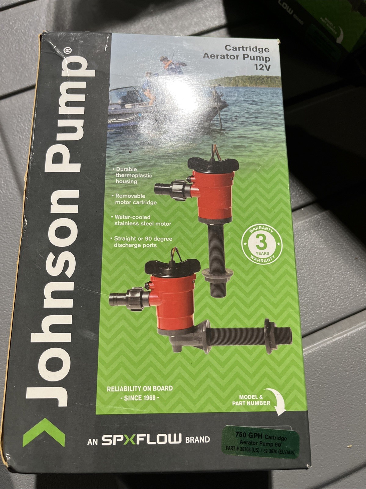 Johnson Pump Cartridge Aerator 750 GPH 90 Intake 12V