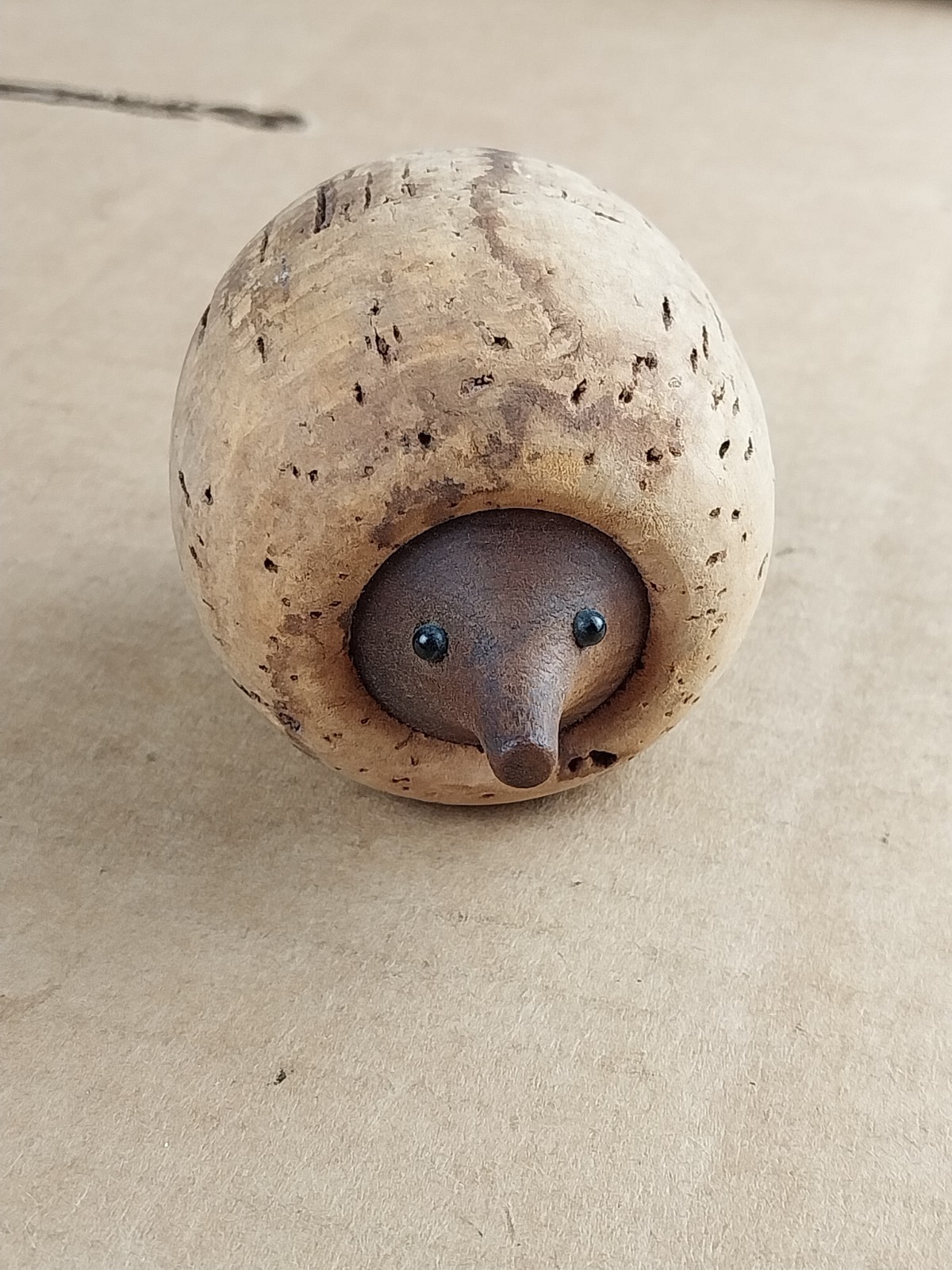 Vintage Danish Nissen Denmark MCM Teak Cork Hedgehog Sewing Pin Cushion Vintage Danish Nissen Denmark MCM Teak Cork Hedgehog Sewing Pin Cushion
