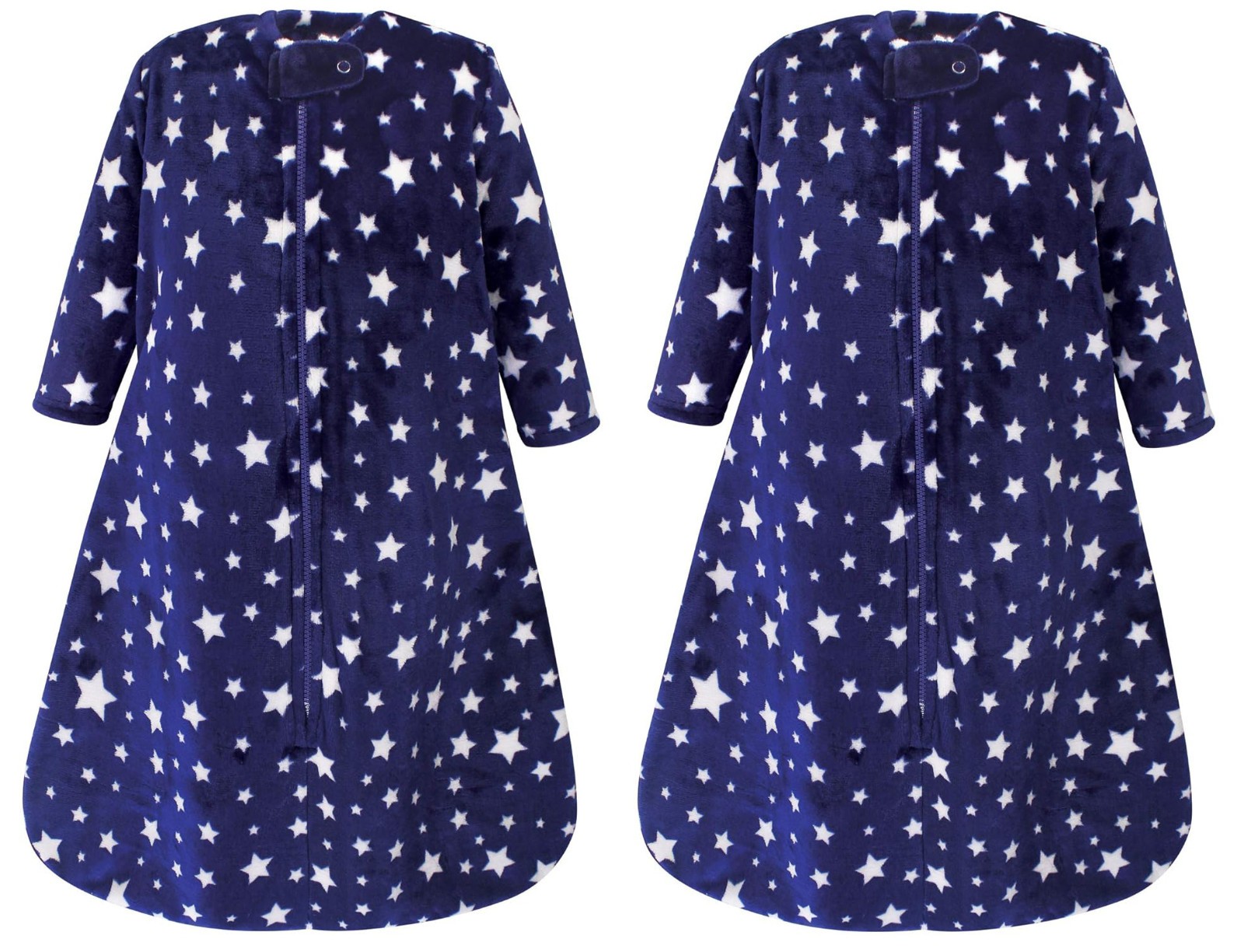 2 Hudson Baby Unisex Plush Sleeping Bags, Sack, Blanket ✨Navy Stars, 6-12 Months