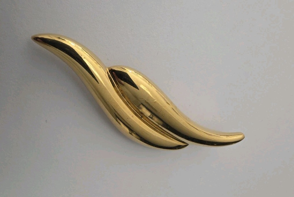 Vintage Napier Signed Gold-Tone Abstract Wavy Brooch Pin Unisex