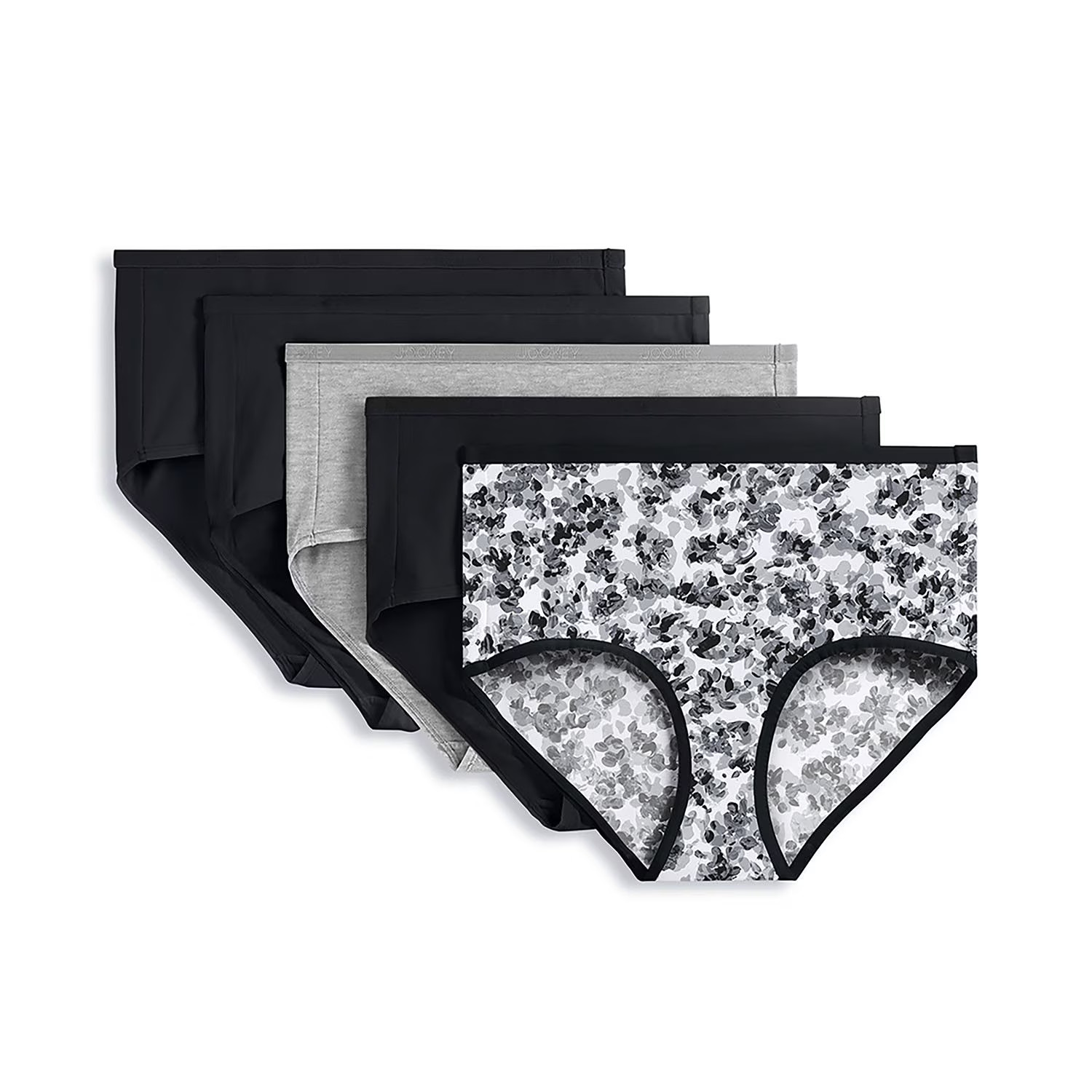 NWT Jockey Women\'s 5-Pack Organic Cotton Stretch Modern Brief Size XXL Black NWT Jockey Women\'s 5-Pack Organic Cotton Stretch Modern Brief Size XXL Black