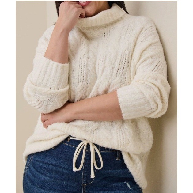 New Torrid Vegan Cashmere Pullover Sweater size 3X White Cable Knit Turtle Neck New Torrid Vegan Cashmere Pullover Sweater size 3X White Cable Knit Turtle Neck