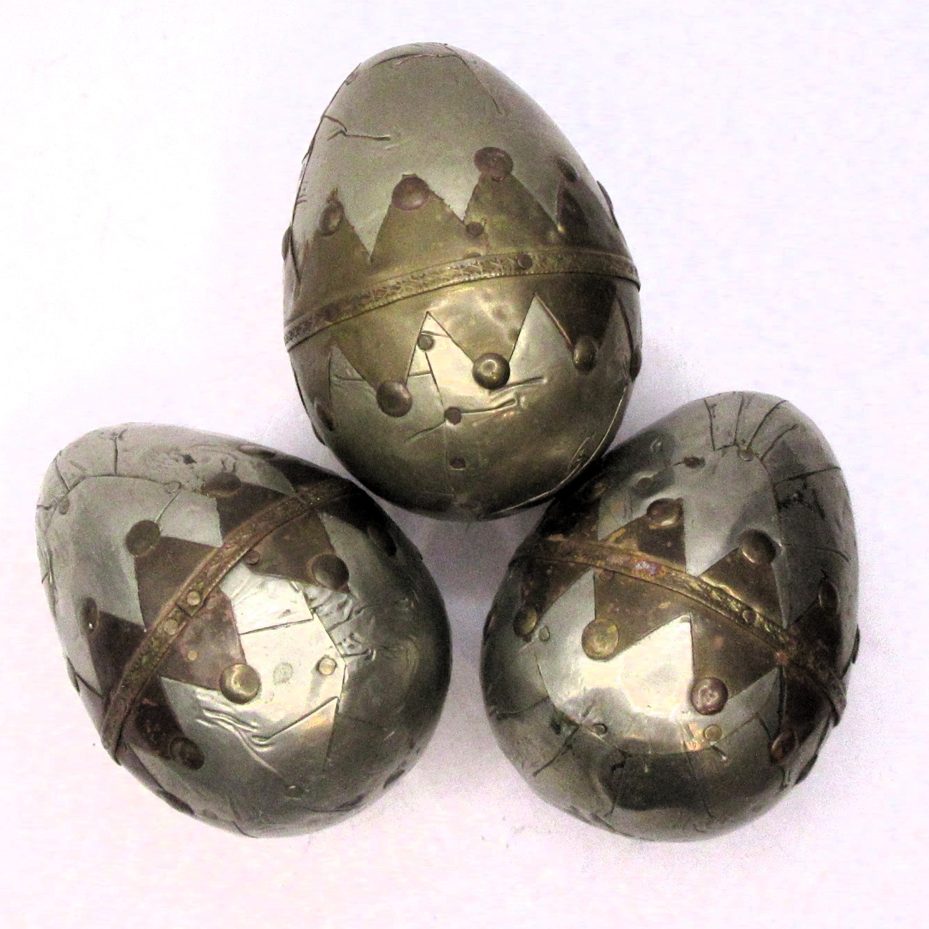 Vintage Handcrafted Metal Steampunk Eggs – Lot of 3