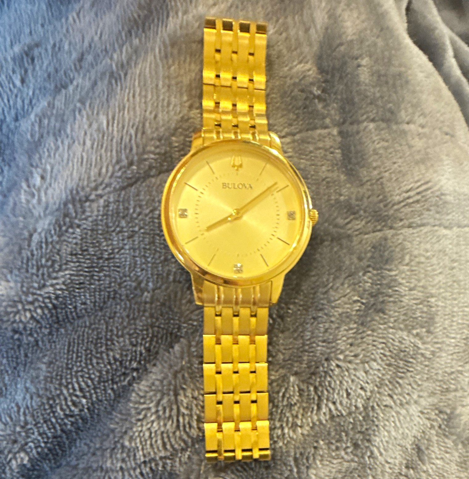 Bulova Women’s Gold-Tone Quartz Bracelet Watch Diamond Markers 30mm 30m