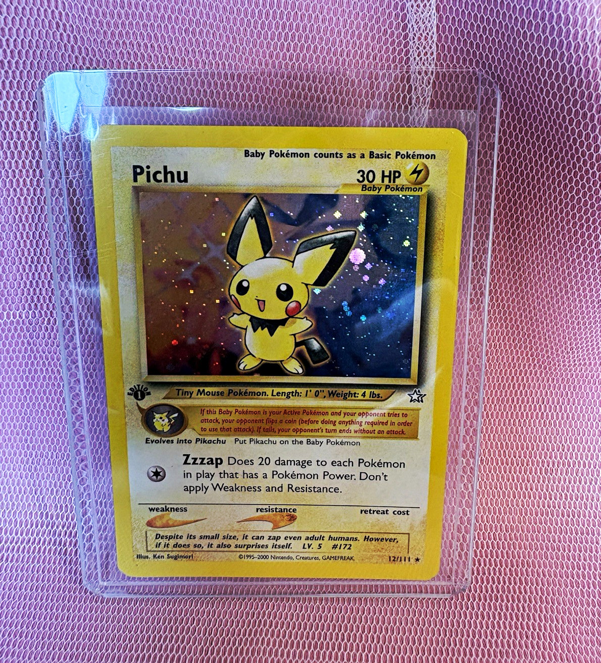 2000 Pokemon Neo Genesis Pichu 12/111 1st Edition Holo Rare EXCELLENT