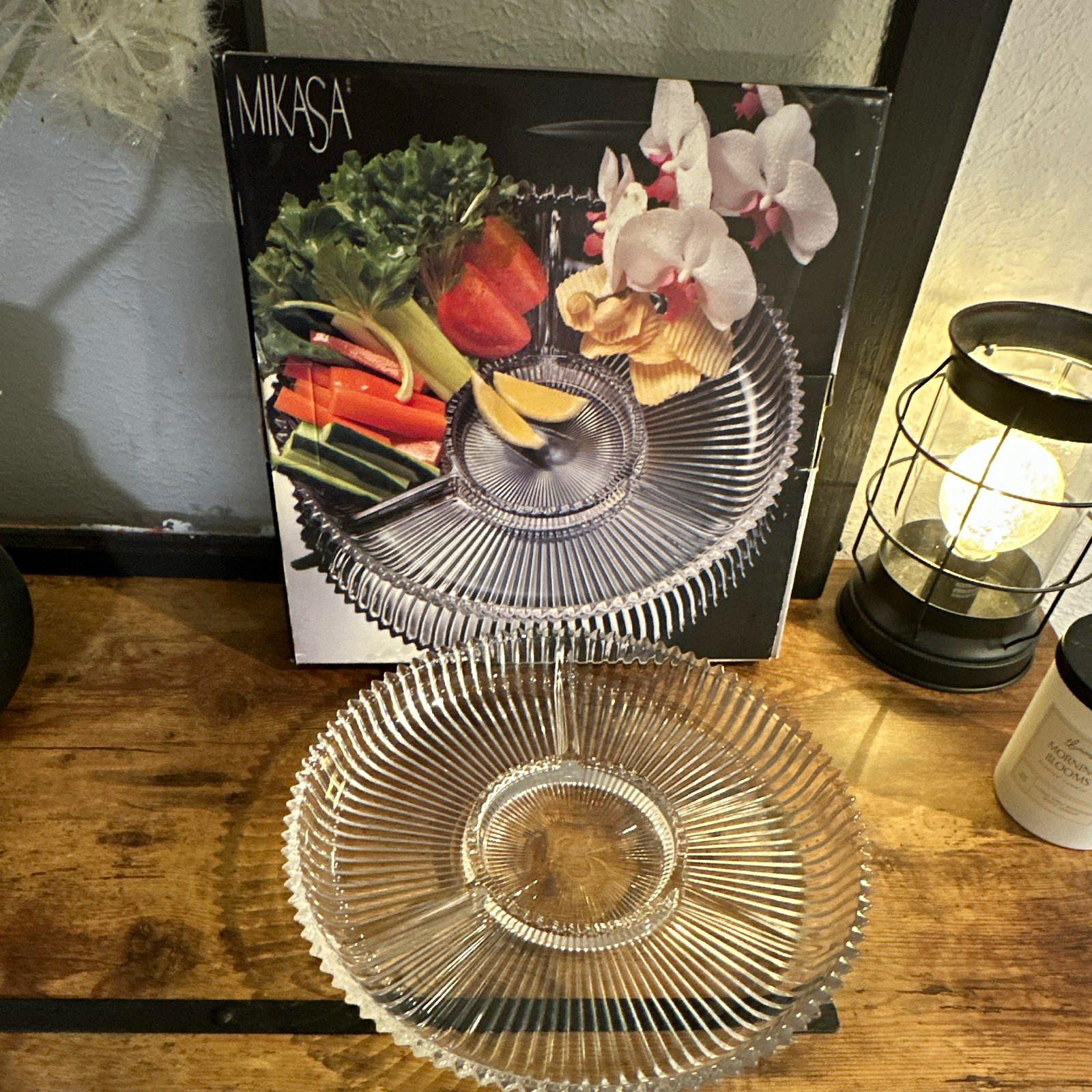 Mikasa Diamond Fire Divided Relish Dish 14 in Clear Glass Round WY247/345 Mikasa Diamond Fire Divided Relish Dish 14 in Clear Glass Round WY247/345
