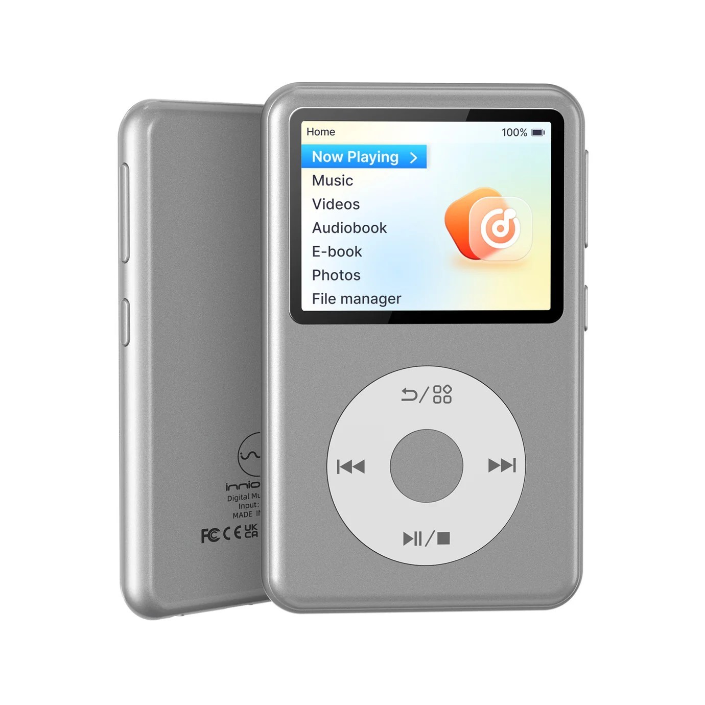Innioasis Y2 Silver Portable Mini HiFi Bluetooth MP3 Player, 72GB Expandable 2TB
