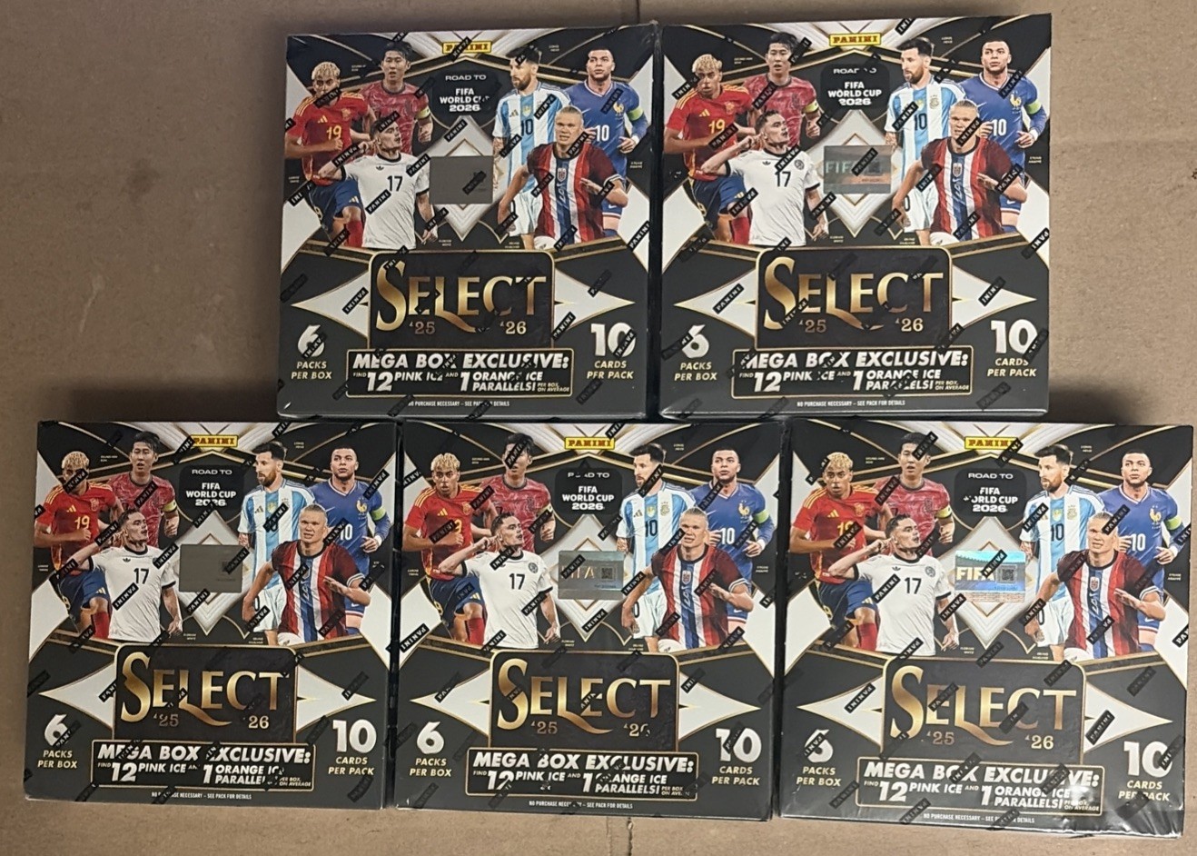 2025-26 Panini Select Road to World Cup Soccer 5 Mega Boxes NEW FACTORY SEALED