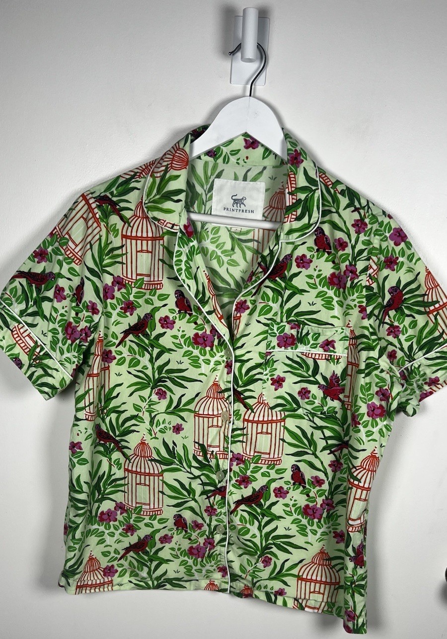 Printfresh Small Short Pajama Top Birds Of A Feather Kiwi Slice Organic Cotton Printfresh Small Short Pajama Top Birds Of A Feather Kiwi Slice Organic Cotton