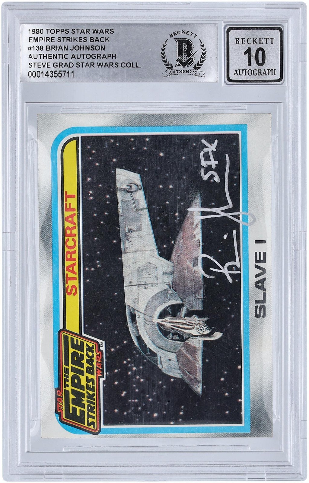 Brian Johnson Star Wars Signed 1980 Topps Empire Strikes #138 BGS 10 Card w/Insc