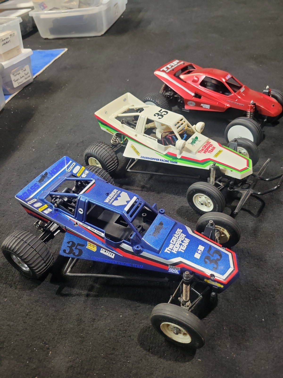 Tamiya Grasshoppers Lot Of 3 Cars,, never ran , New Tires Tamiya Grasshoppers Lot Of 3 Cars,, never ran , New Tires