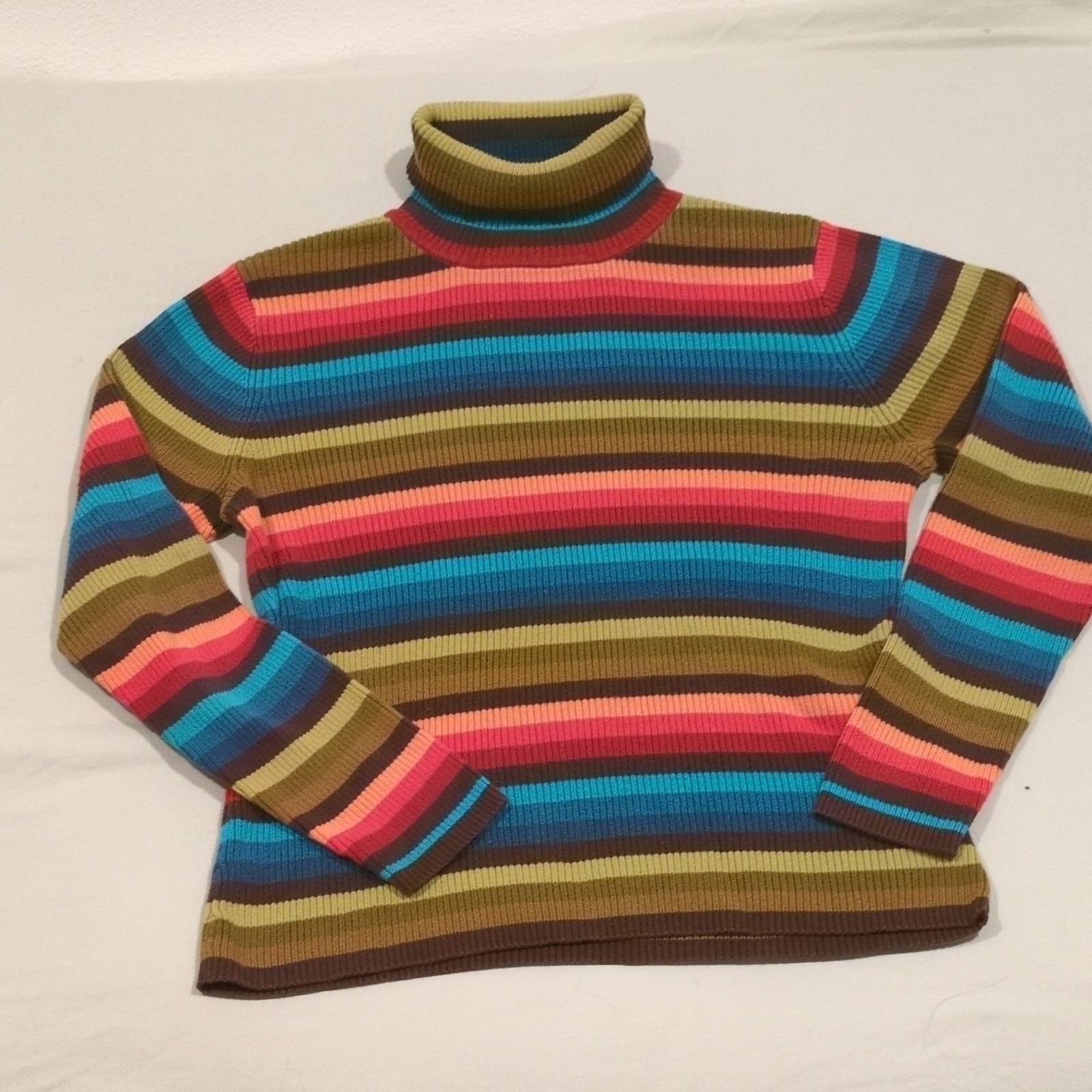 Vintage St. John\'s Bay Women\'s Striped Turtleneck 100% Cotton M
