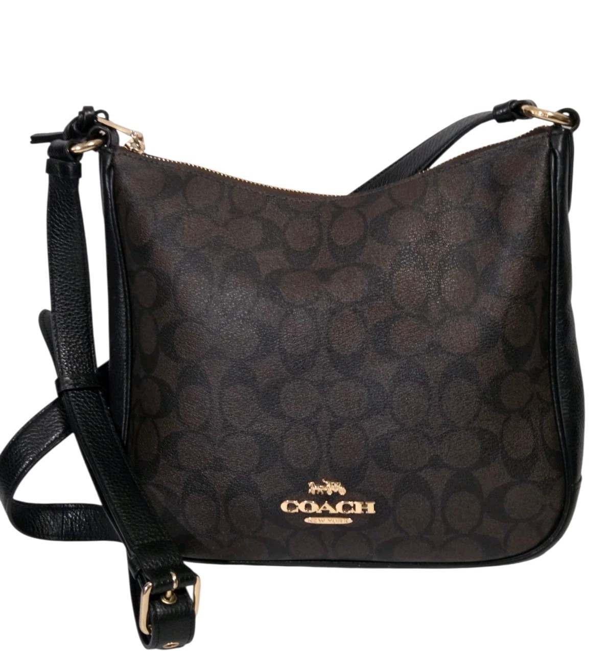 Coach Ellie File Crossbody Bag Signature Canvas & Leather Brown & Black C1649 
