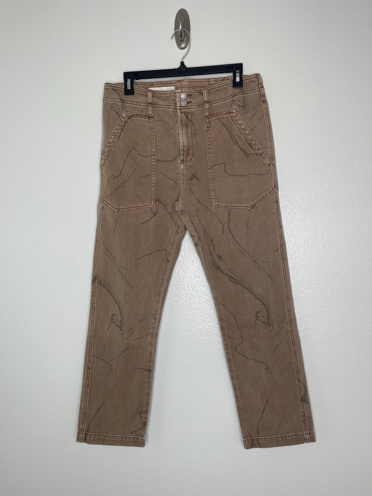Anthropoligie Pilcro Marbled High Rise Straight Brown Jeans Size 30