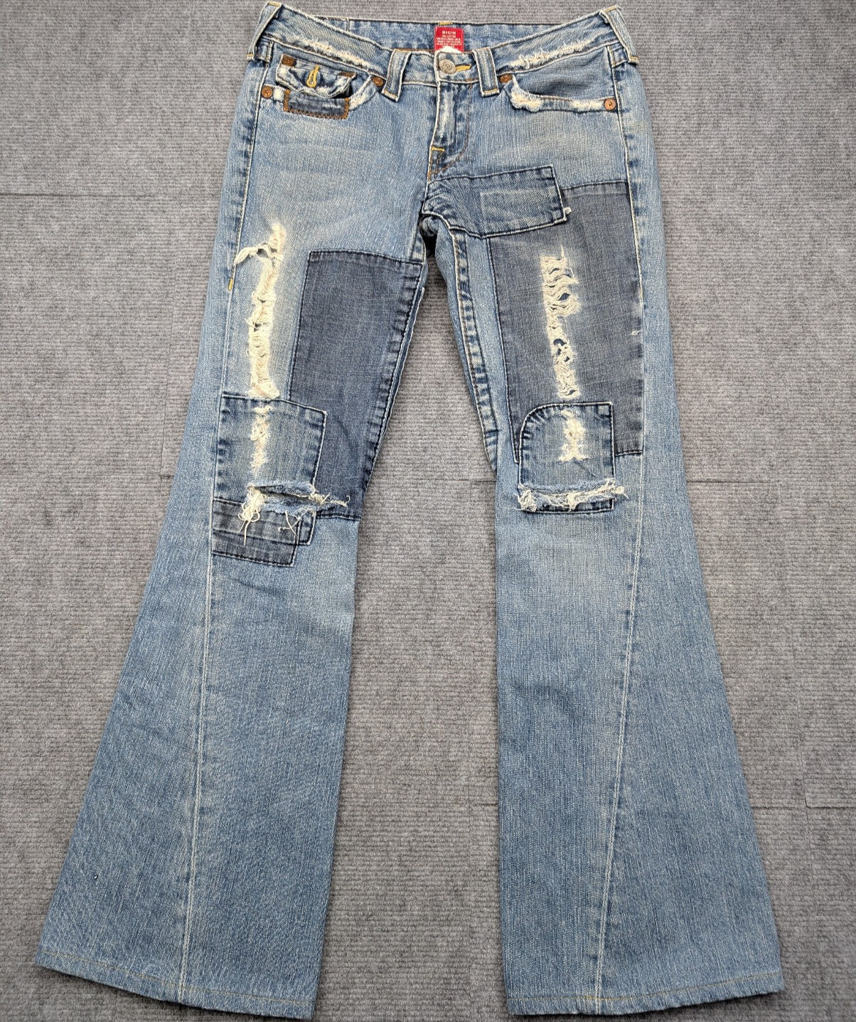 Vintage True Religion Jeans Womens 28 Patchwork Joey 90s Distresses Boot Cut 90s
