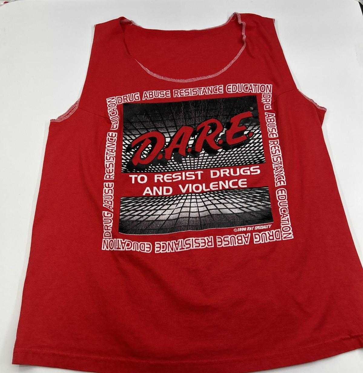 Vintage DARE Sleeveless T Shirt L-XL RED 90s Drug Awareness Rare Style Vintage DARE Sleeveless T Shirt L-XL RED 90s Drug Awareness Rare Style
