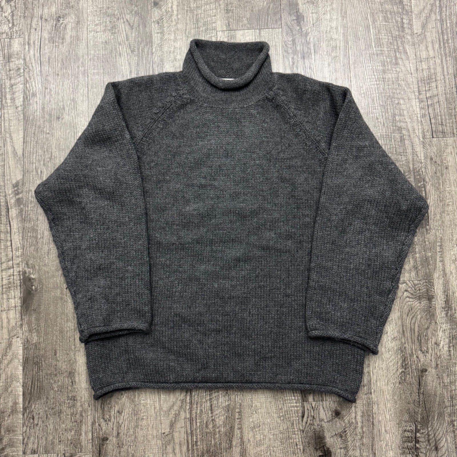 Vintage J Crew Roll Neck Sweater Oarsman Fisherman Wool Knit Pullover L