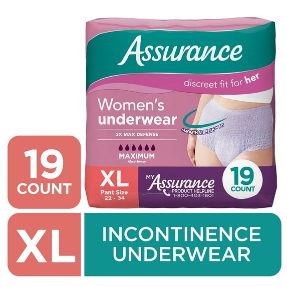 Assurance Women's Incontinence & Postpartum Underwear XL 72 Count