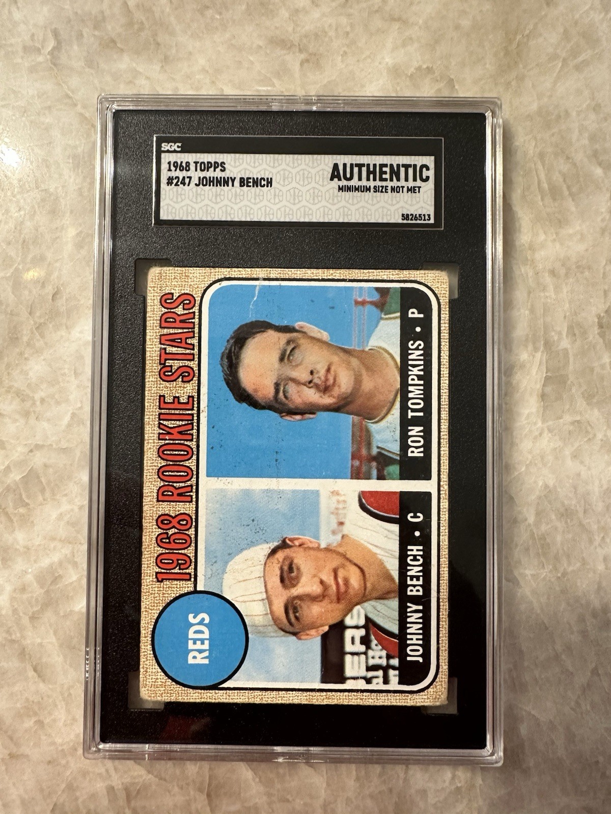 1968 Topps - 1968 Rookie Stars Johnny Bench, Ron Tompkins #247 SGC Authentic Mlb