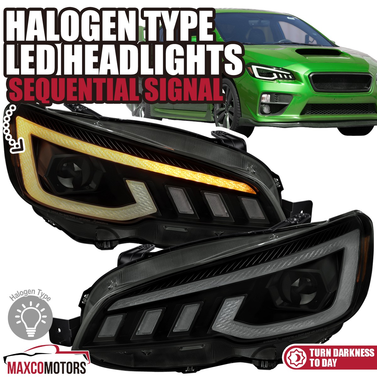 Smoke Fits 2015-2021 Subaru WRX/WRX STI Projector Headlights LED Sequential Lamp