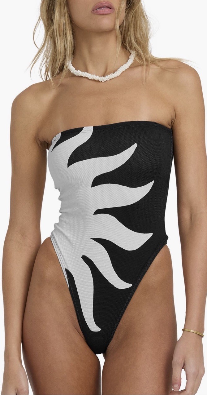 Billabong By My Side Tully Hi One Piece Swimsuit Black And White Size S