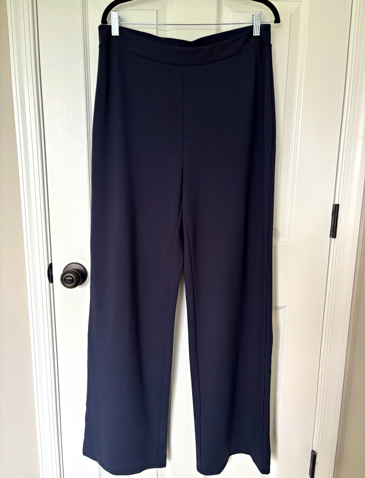 J.Jill Women’s Navy Blue Knit Dress Pants L Tall Pull-On Stretch wide leg comfy