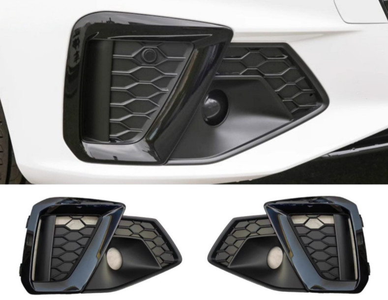 For Audi A4 Sline/S4 B9.5 Black Fog Grille Fog Light Covers Trim 2pcs 2020-2022 For Audi A4 Sline/S4 B9.5 Black Fog Grille Fog Light Covers Trim 2pcs 2020-2022