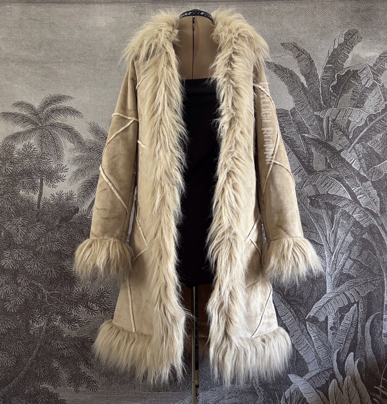 Amazing Vintage British Afghan Coat Faux Suede Patchwork Penny Lane Boho Y2K 70s
