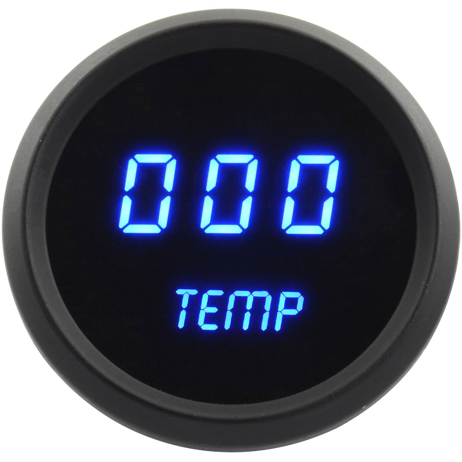 JEGS Water Temperature Gauge LED Digital [Black Bezel, Black Face, Blue Numbers]