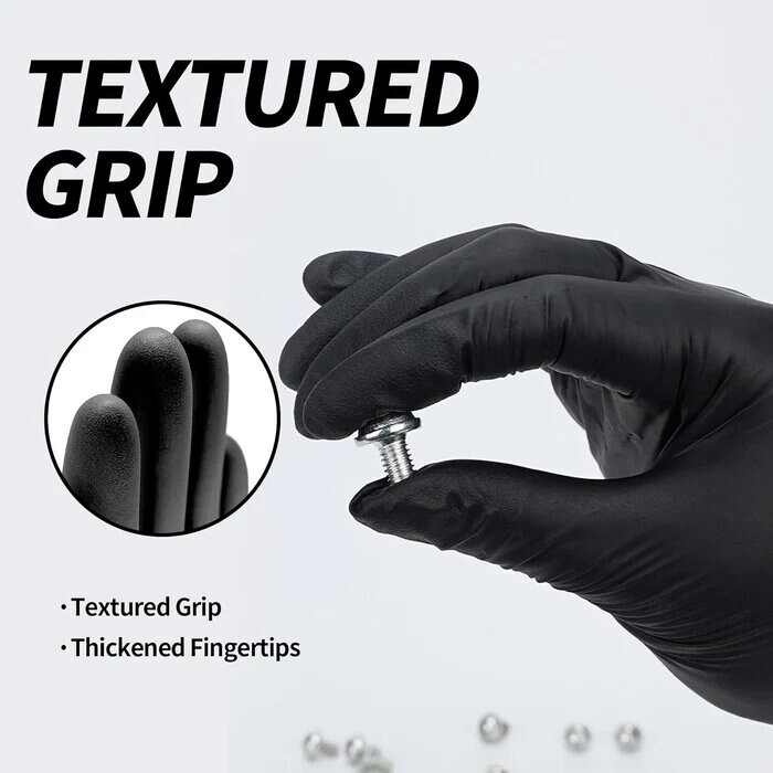 GP Craft Black Nitrile Gloves Disposable Latex-Free (100/count) 5 Mil Thick