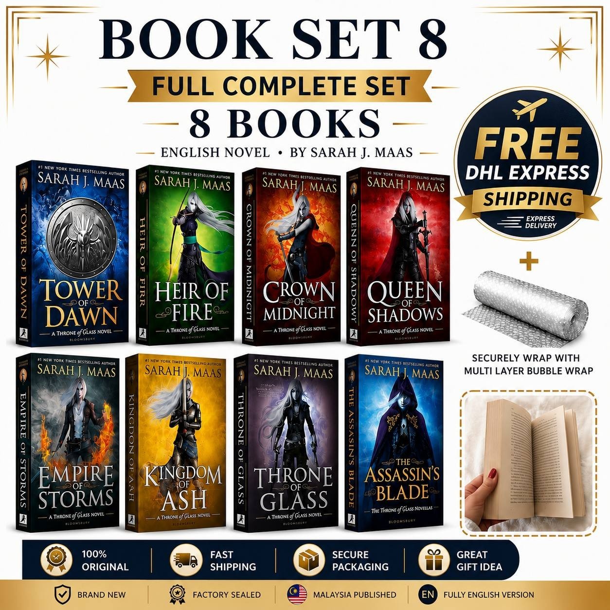 Throne of Glass English Novel Full Complete Set 8 Books Series Brand New Sealed