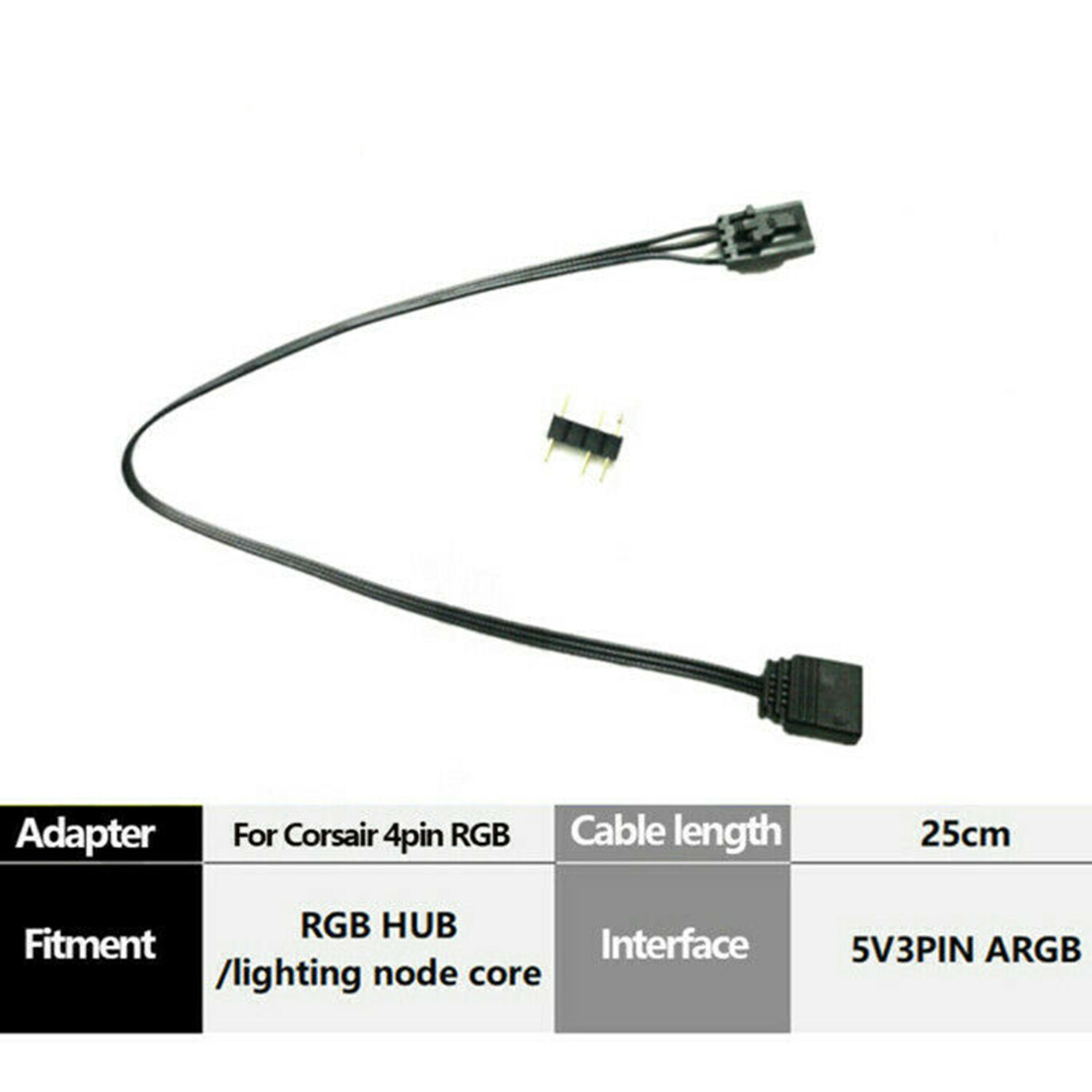 New For Corsair RGB to Standard ARGB 3-Pin 5V 25cm Adapter Connector W/Converter