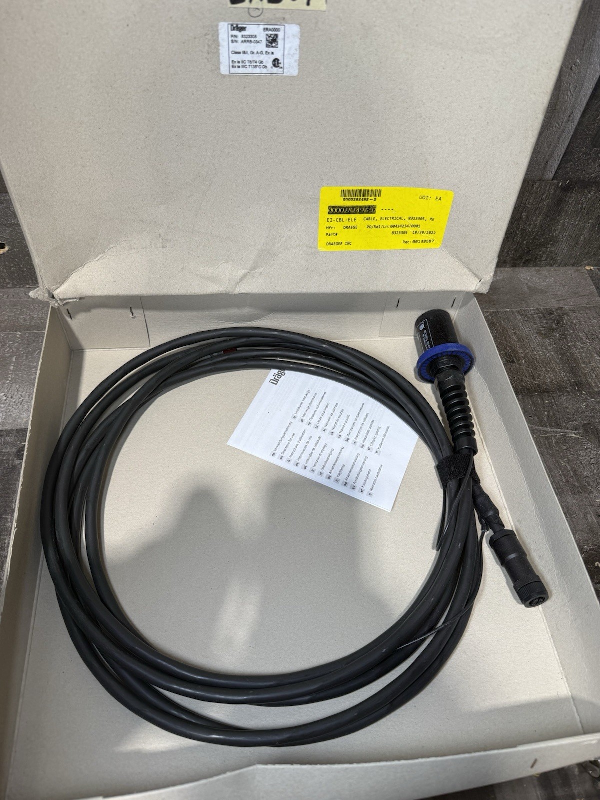 Drager Safety Remote Connection cable w / plug, EC 16ft - 8323305 New Drager Safety Remote Connection cable w / plug, EC 16ft - 8323305 New