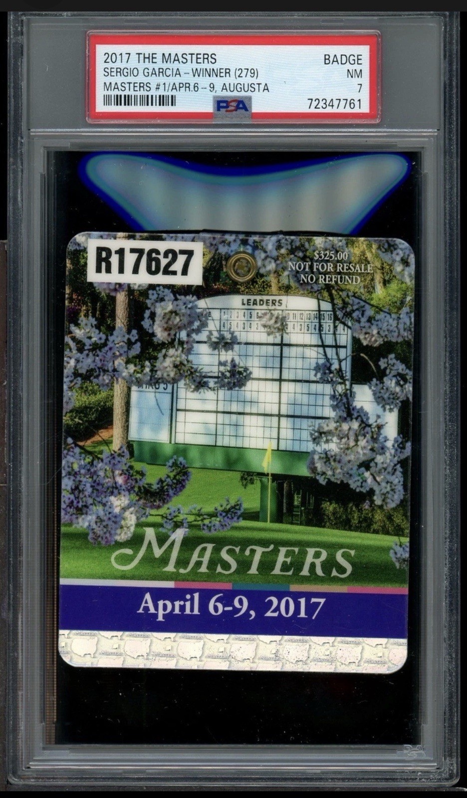 2017 Masters Golf Badge Augusta Sergio Garcia Winner PSA 7 NM