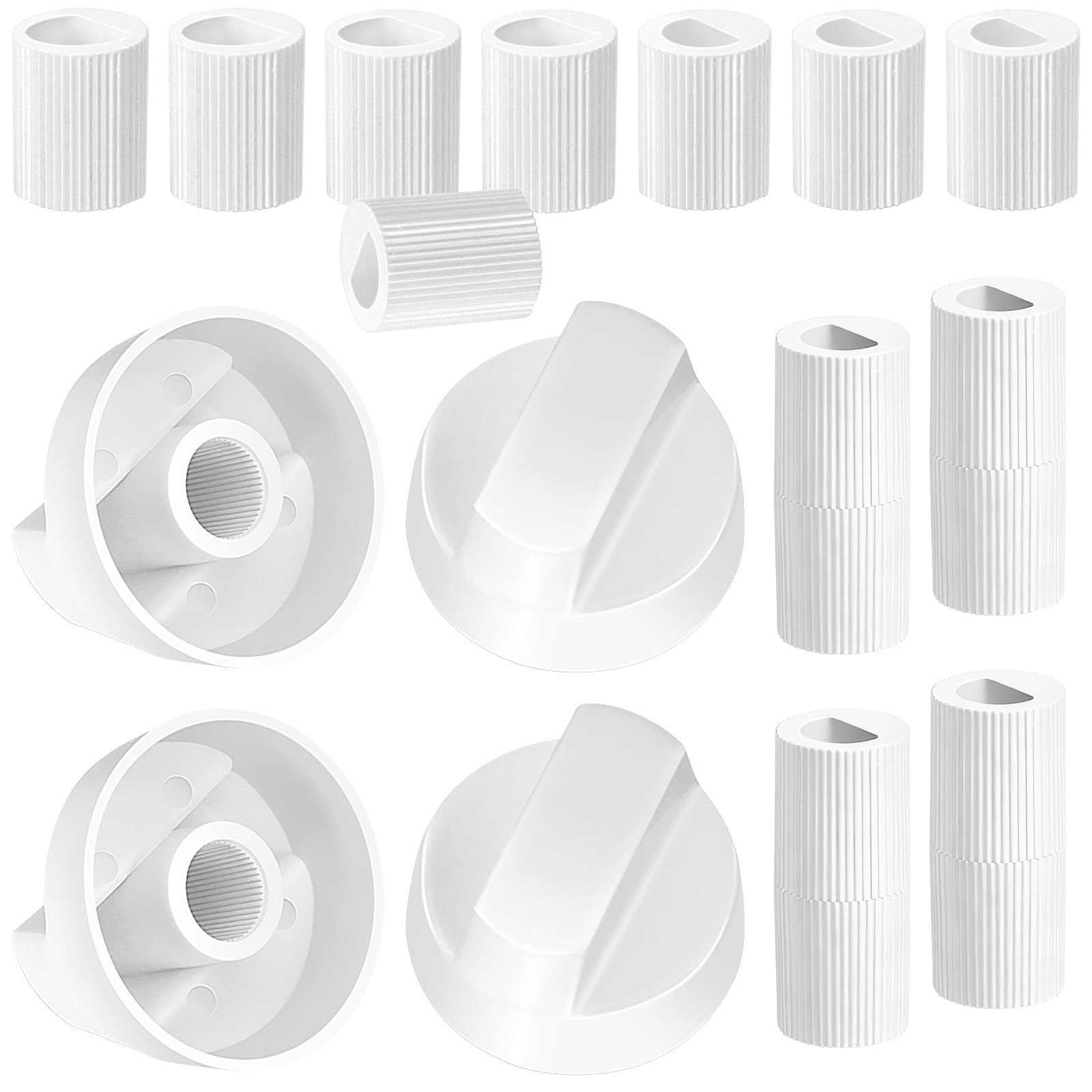4 Pack White Control Knobs Replacement with 12 Adapters, Stove Knobs Replacement 4 Pack White Control Knobs Replacement with 12 Adapters, Stove Knobs Replacement