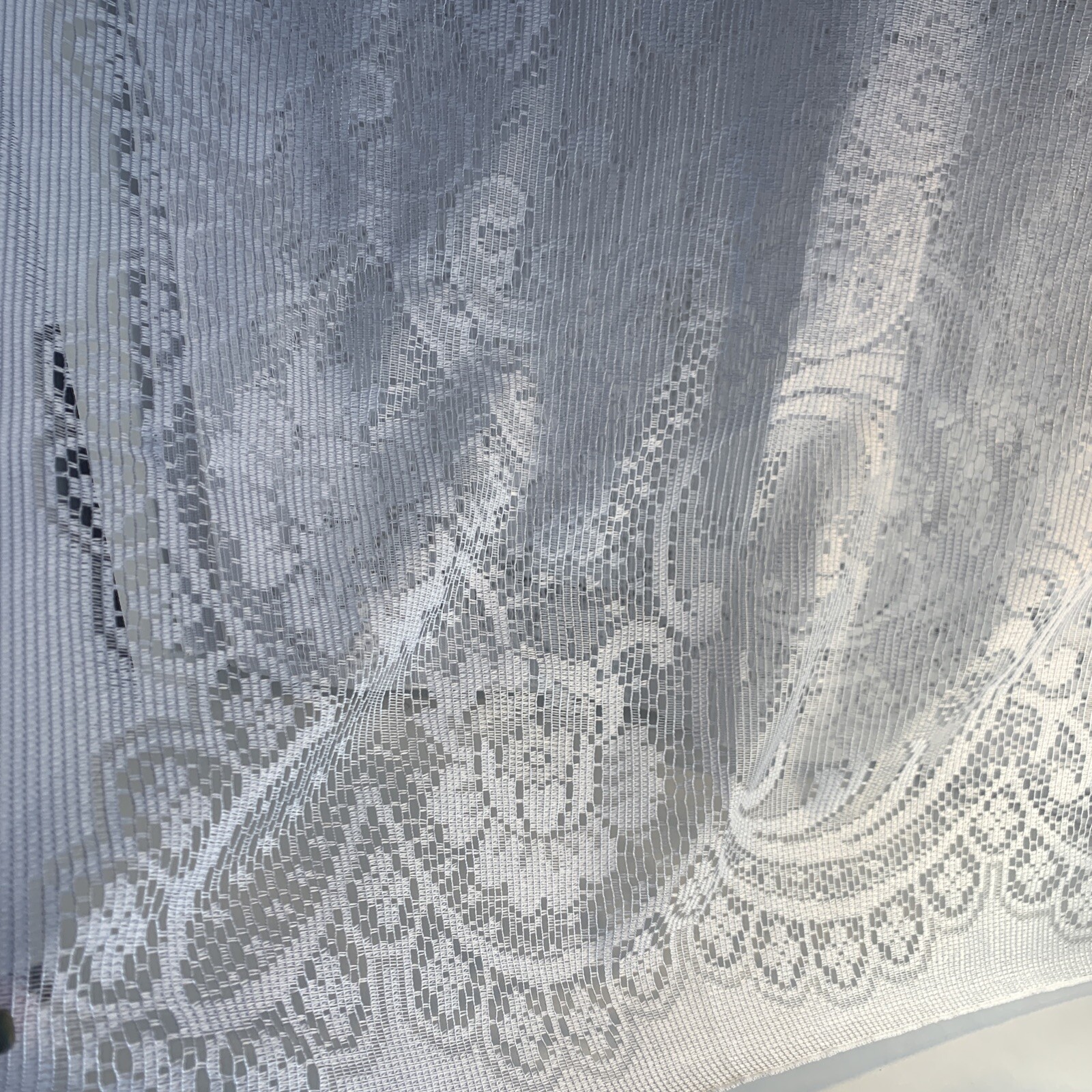 Vtg Traditional Lg Lace Tablecloth 60”x100” Banquet Florals Scallops Holidays