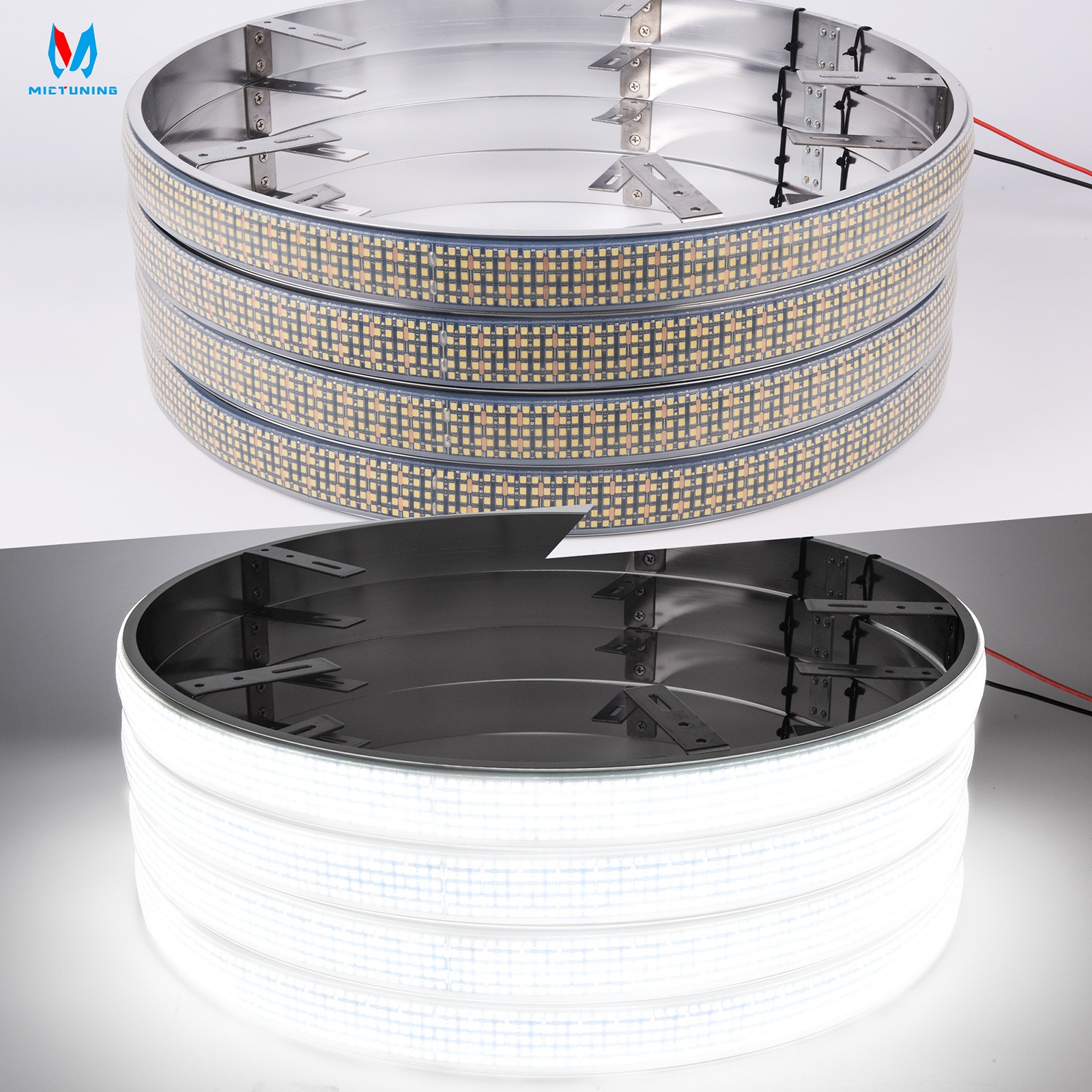 4Pcs 15.5 inch Bright White 5- Row Wheel Lights, Pure White Wheel Ring Light